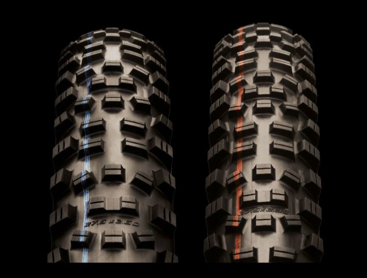 Hans Dampf Speedgrip 27.5X2.60 à esquerda e Hans Dampf Soft 27.5X2.35 à direita